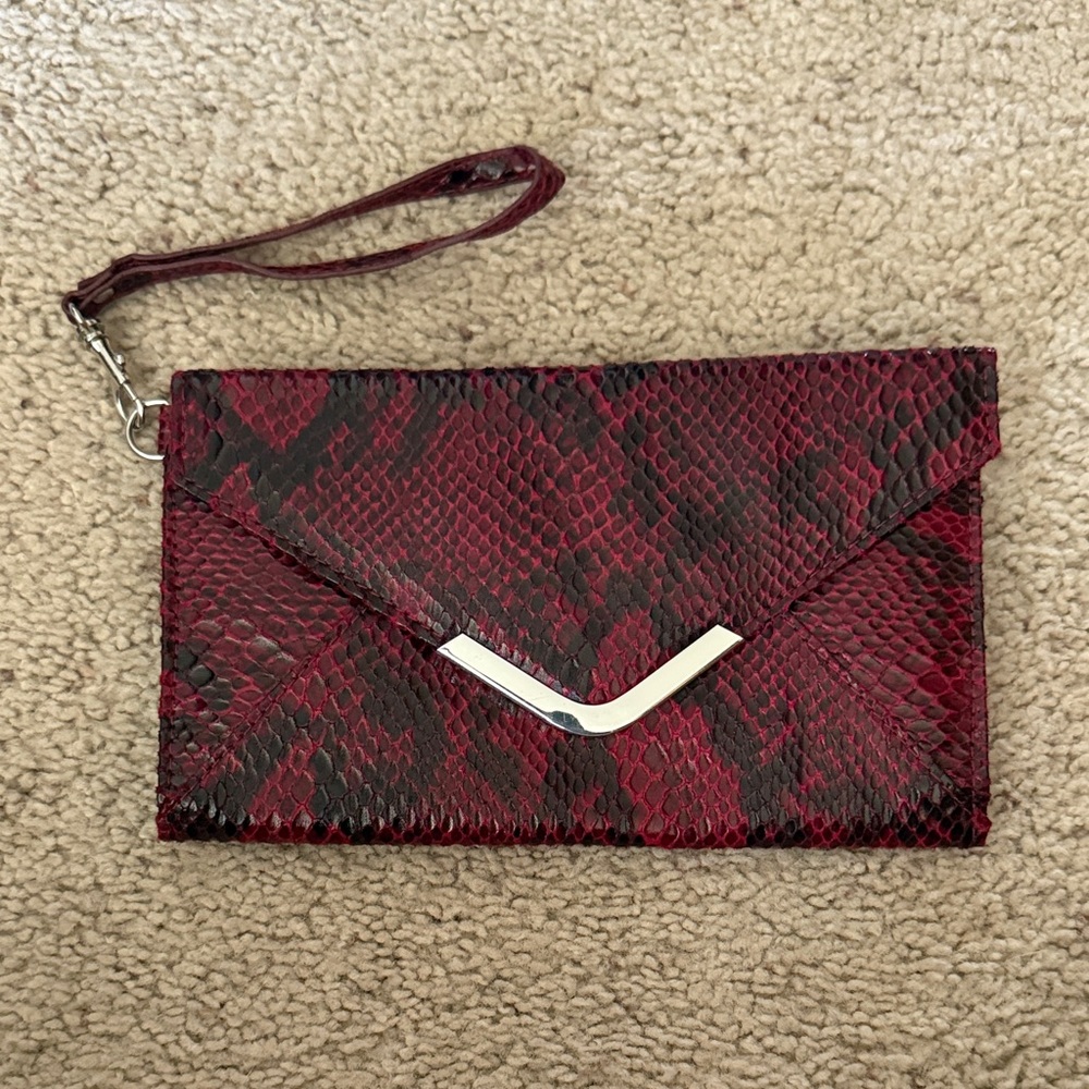 a new day Red and Black Snakeskin Wristlet